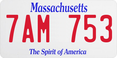 MA license plate 7AM753