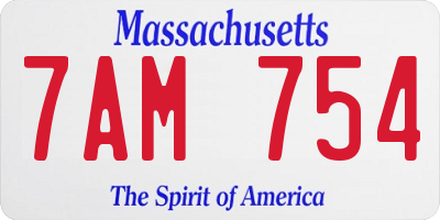 MA license plate 7AM754
