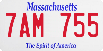 MA license plate 7AM755