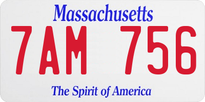 MA license plate 7AM756