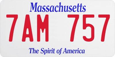MA license plate 7AM757