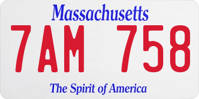 MA license plate 7AM758