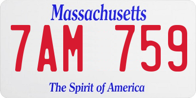 MA license plate 7AM759