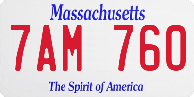MA license plate 7AM760