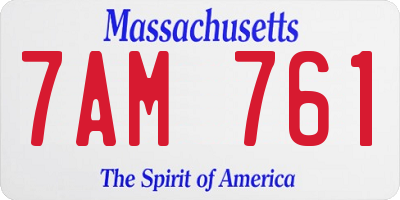 MA license plate 7AM761