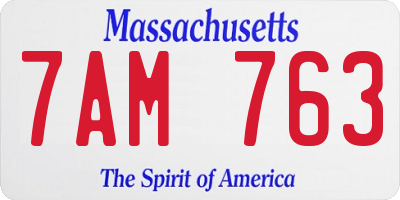 MA license plate 7AM763