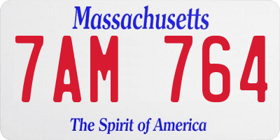 MA license plate 7AM764