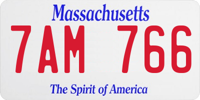 MA license plate 7AM766