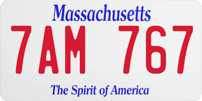 MA license plate 7AM767