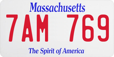 MA license plate 7AM769