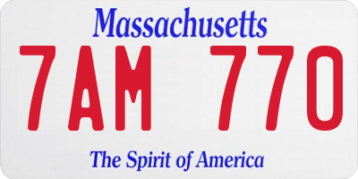MA license plate 7AM770
