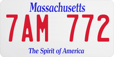 MA license plate 7AM772