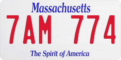 MA license plate 7AM774