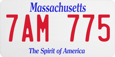 MA license plate 7AM775