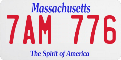 MA license plate 7AM776