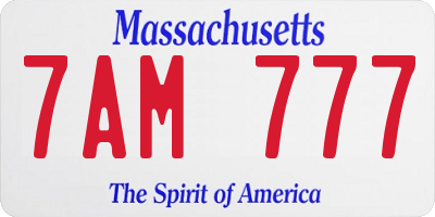 MA license plate 7AM777