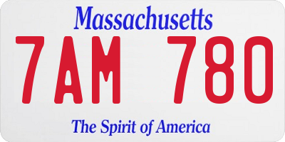 MA license plate 7AM780