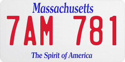 MA license plate 7AM781