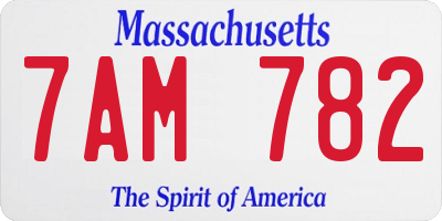 MA license plate 7AM782