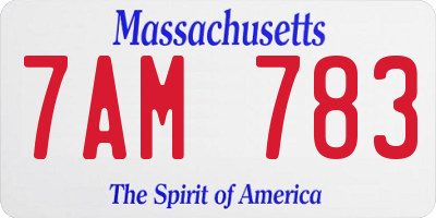 MA license plate 7AM783