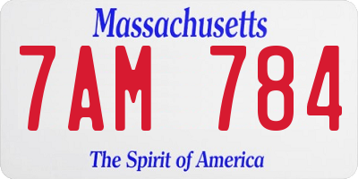 MA license plate 7AM784