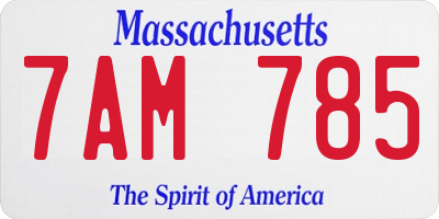 MA license plate 7AM785