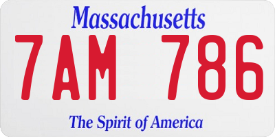 MA license plate 7AM786