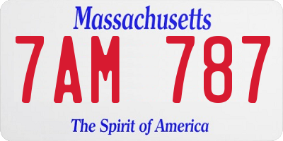 MA license plate 7AM787