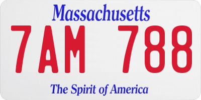 MA license plate 7AM788