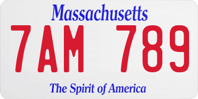 MA license plate 7AM789