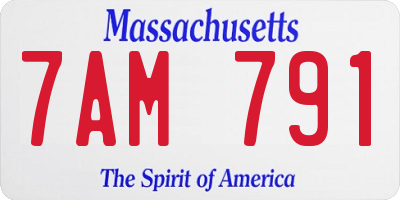 MA license plate 7AM791