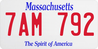 MA license plate 7AM792