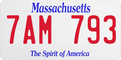 MA license plate 7AM793