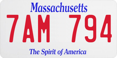 MA license plate 7AM794