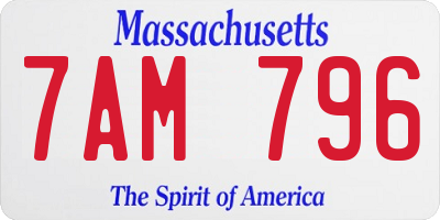 MA license plate 7AM796