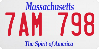 MA license plate 7AM798