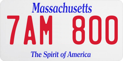 MA license plate 7AM800