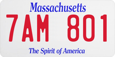 MA license plate 7AM801