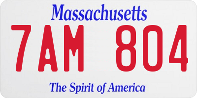 MA license plate 7AM804