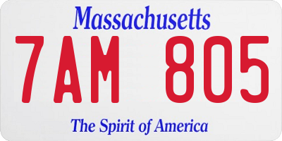 MA license plate 7AM805