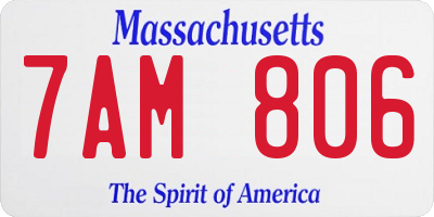 MA license plate 7AM806