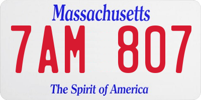 MA license plate 7AM807