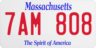 MA license plate 7AM808