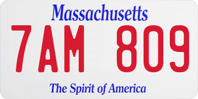 MA license plate 7AM809