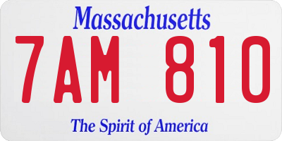 MA license plate 7AM810