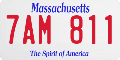 MA license plate 7AM811