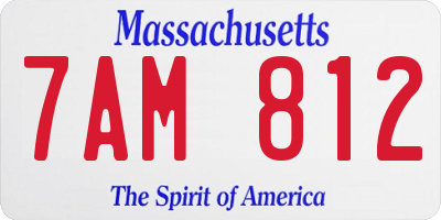 MA license plate 7AM812