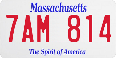 MA license plate 7AM814