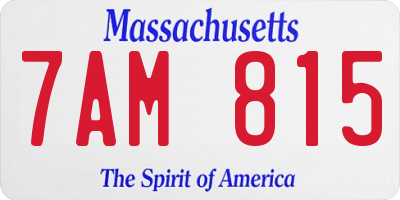 MA license plate 7AM815