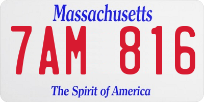 MA license plate 7AM816